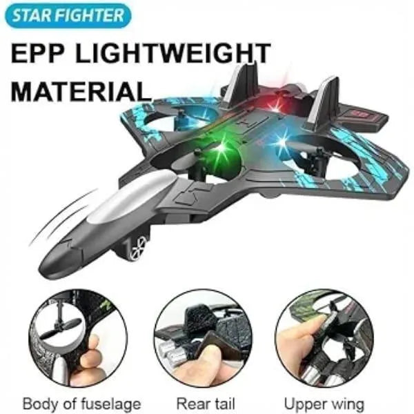 Remote Control Flying Fighter Drone Toy with LED Lights for Kids