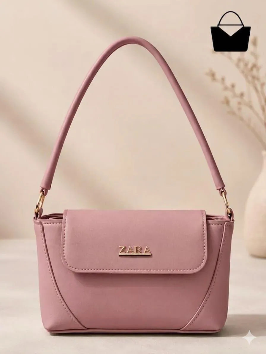 ZARA Style Pink Mini Shoulder Bag for Women – Elegant PU Leather Handbag