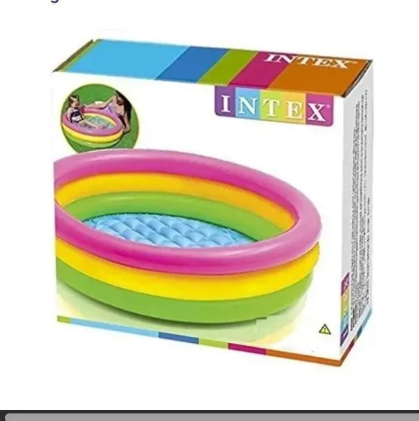 Intex Rainbow Inflatable Kids Swimming Pool – Portable Baby Bath & Play Pool